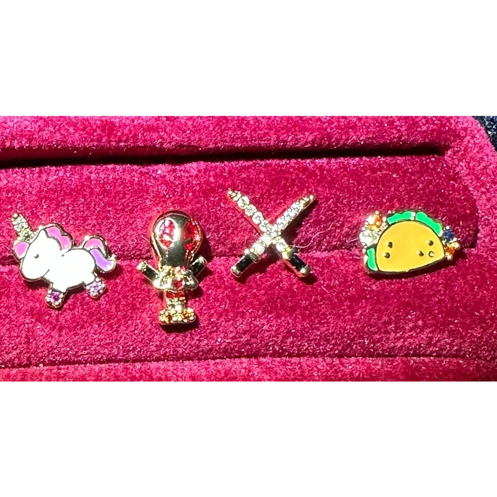 Gold Marvel Deadpool Stud Earrings